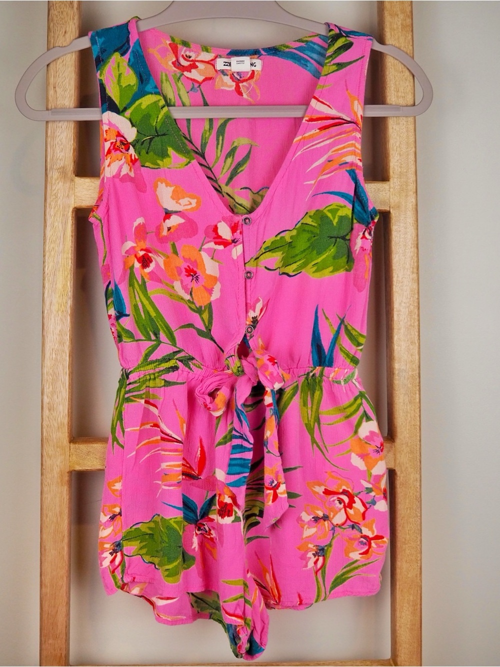Billabong Hot pink floral short romper Women size XS